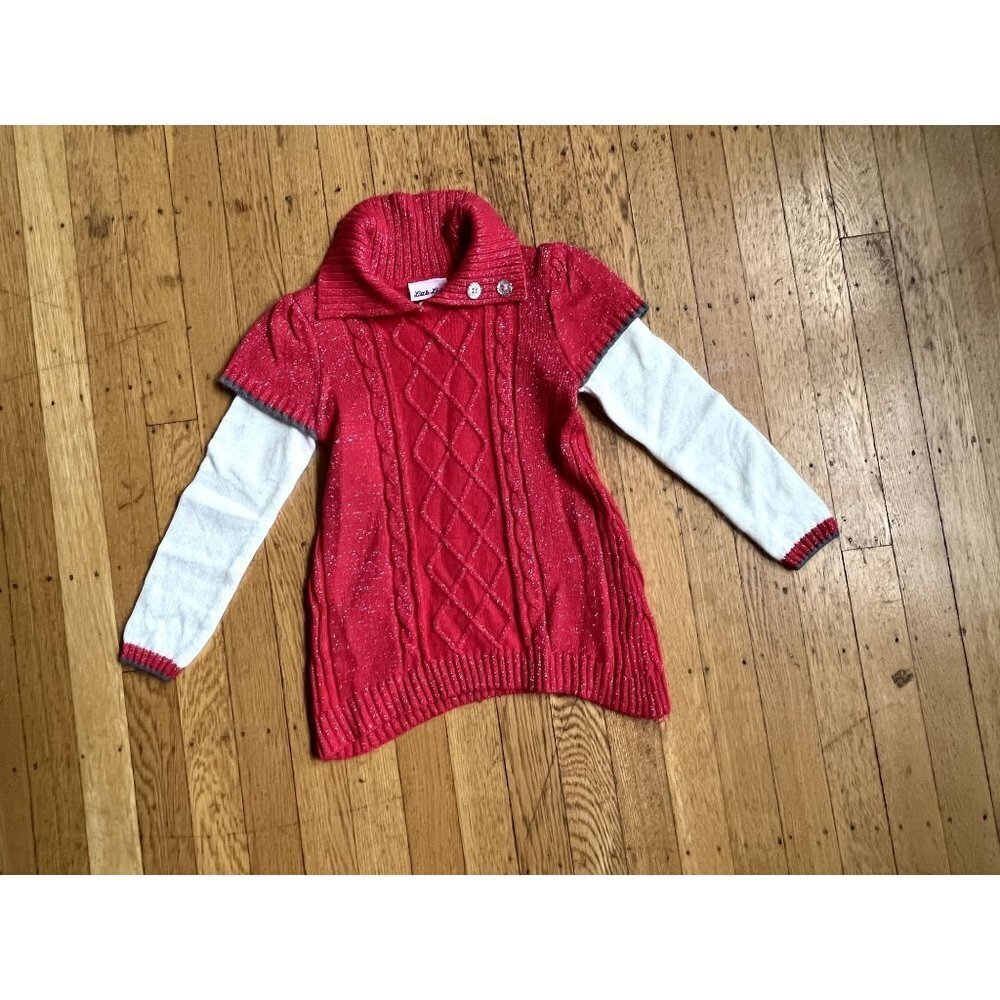 Little Lass Kids Red Sparkle Sweater 6 - Picture 4 of 9